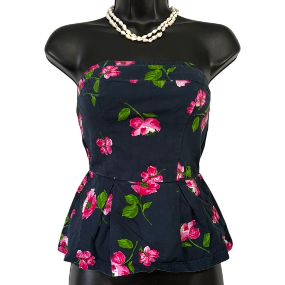 Hollister Navy Floral Tube Top